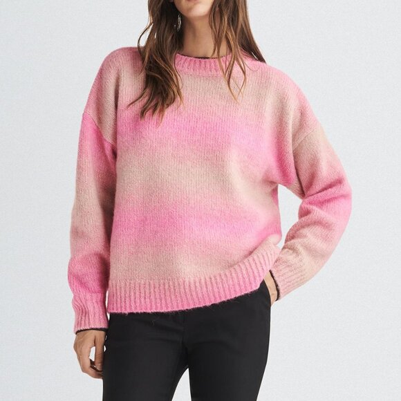 Rag & Bone Holly Crewneck Sweater Pink Multi Size Large NEW NWT - Picture 1 of 11